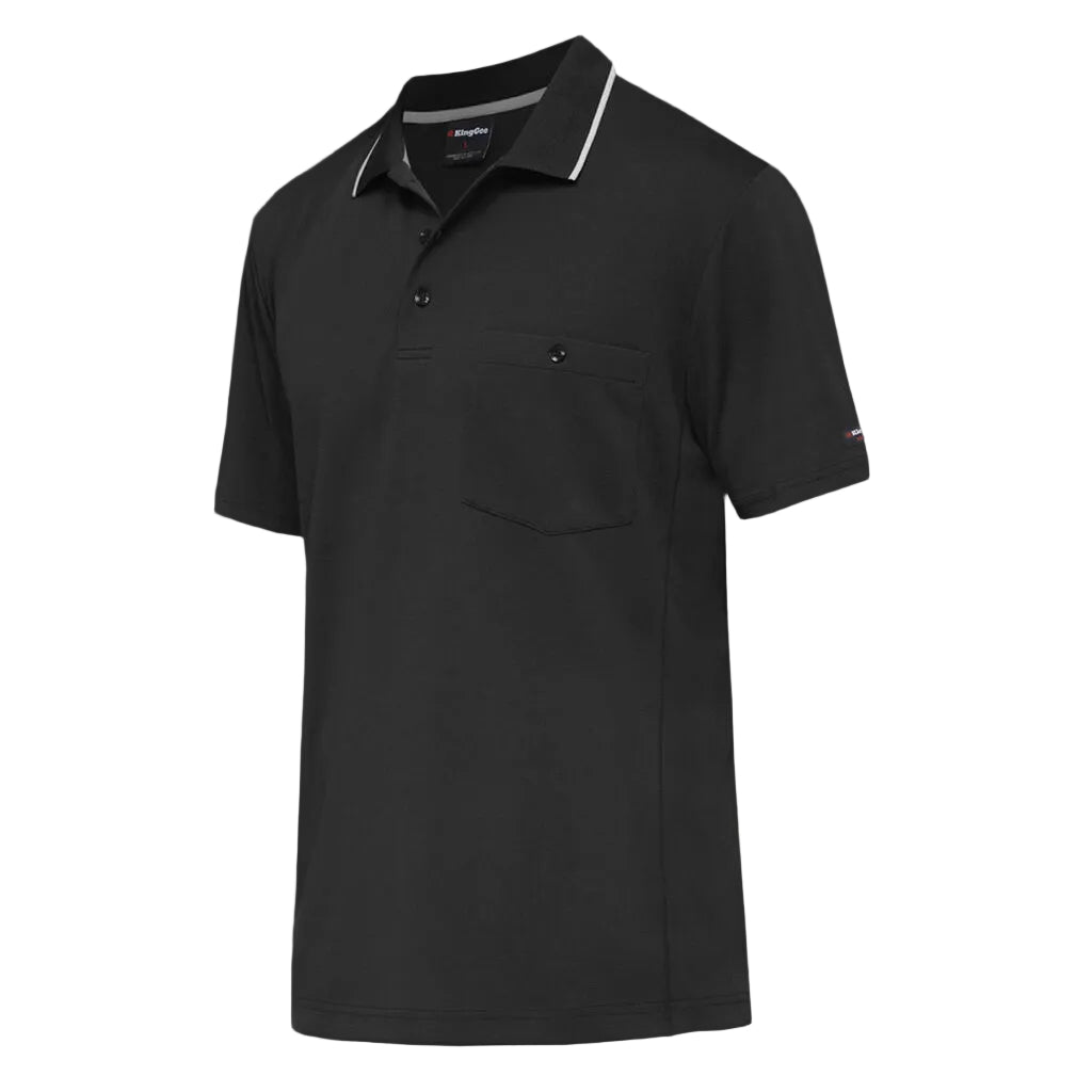 KingGee K54209 Workcool Hyperfreeze Polo Short Sleeve - Black - Product View