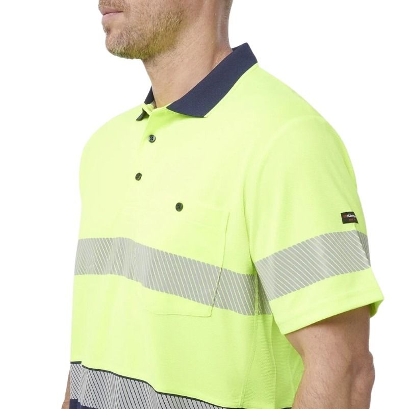 KingGee K54215 Workcool Hyperfreeze HiVis Taped Spliced Polo Short Sleeve