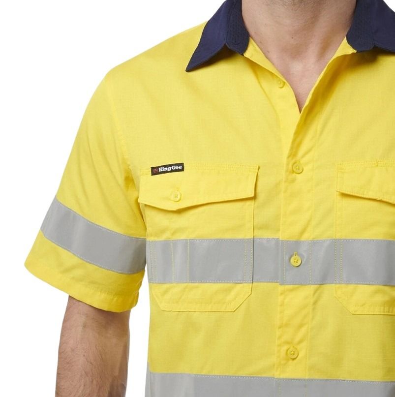 KingGee K54885 Workcool 2 HiVis Reflective Spliced Short Sleeve Shirt