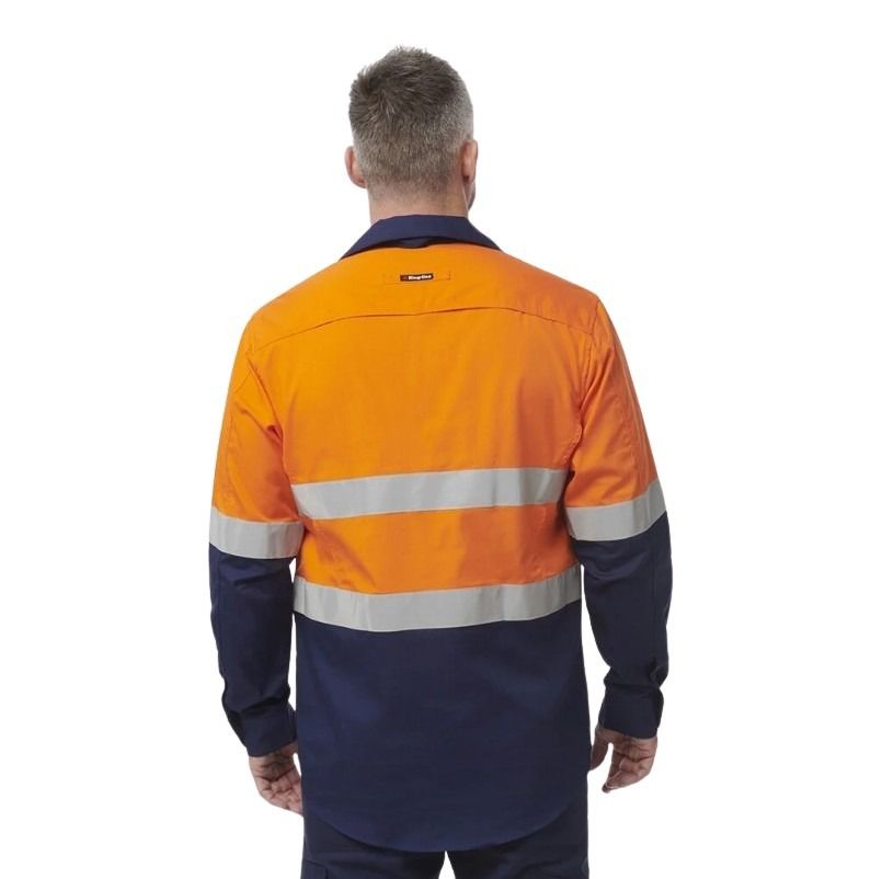 KingGee K54886 Workcool 2 HiVis Reflective Spliced Closed Front Shirt L/S