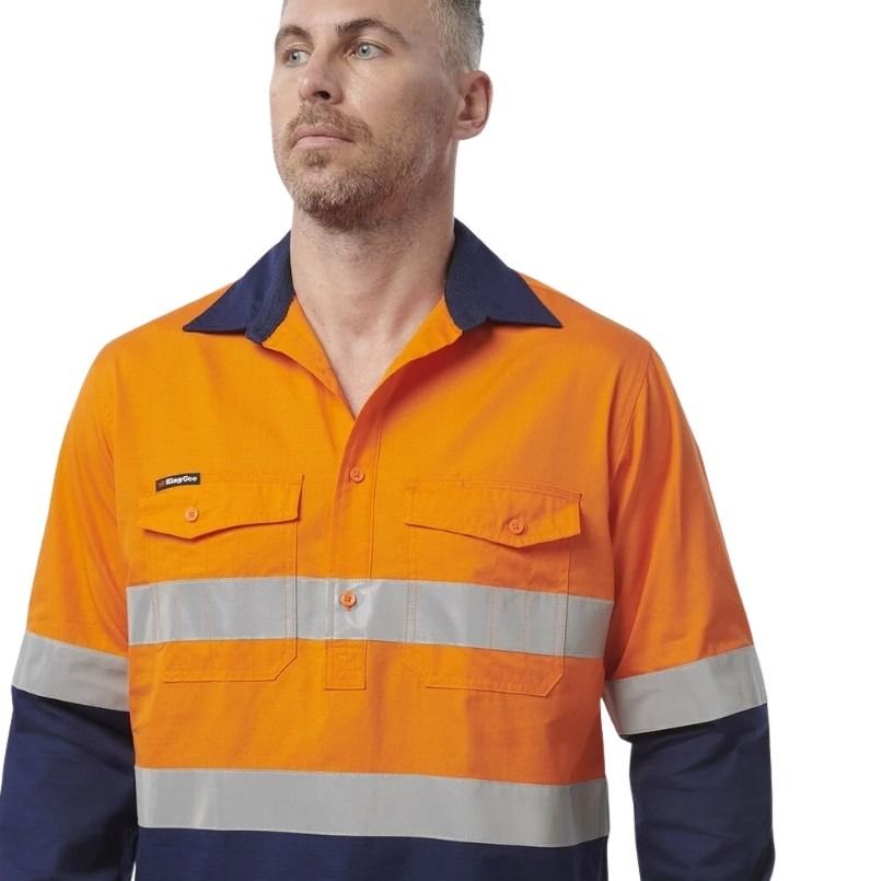 KingGee K54886 Workcool 2 HiVis Reflective Spliced Closed Front Shirt L/S