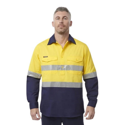 KingGee K54886 Workcool 2 HiVis Reflective Spliced Closed Front Shirt L/S