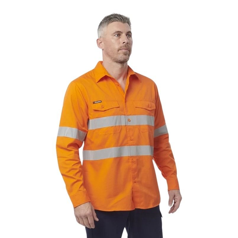 KingGee K54890 Workcool 2 HiVis Reflective Orange L/S Shirt