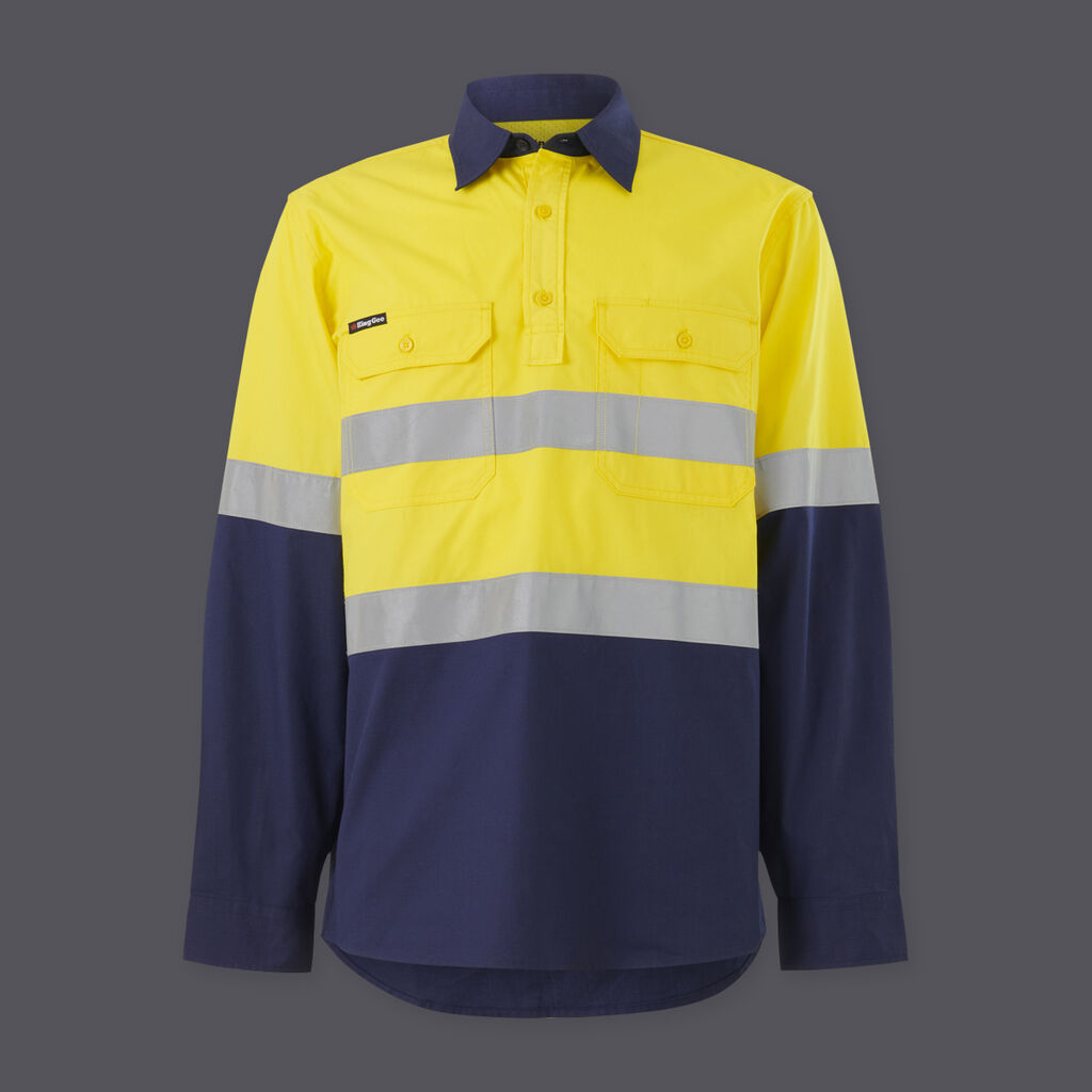 KingGee K54914 Workcool Vented Closed Front Spliced Shirt Tape Long Sleeve