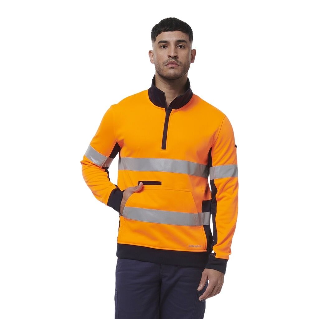 KingGee K55040 Reflective Spiced 1/4 Zip Fleece - Orange/Navy - Lifestyle