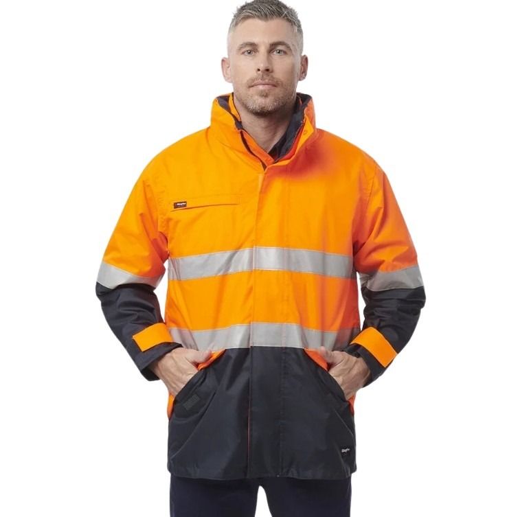 KingGee K55300 4-in-1 HiVis Waterproof Jacket - Orange/Navy - Detail View