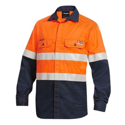 KingGee K84000 Shieldtec Lenzing FR Hivis Spliced Open Front Taped Shirt