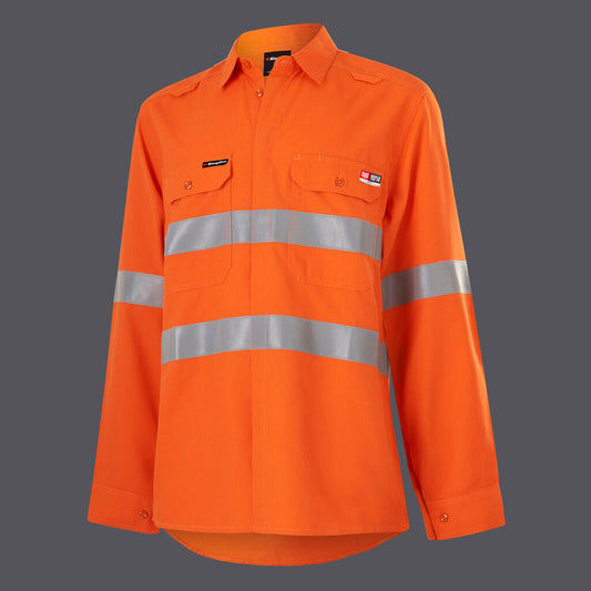KingGee K84003 Shieldtec Lenzing FR HiVis Spliced Open Front Taped Shirt