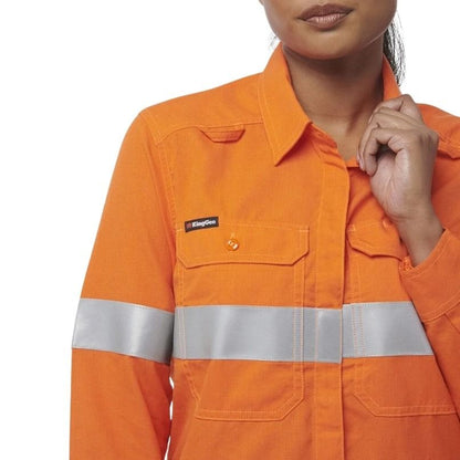 KingGee K84003 Womens Shieldtec Lenzing FR Hivis Open Front Taped Shirt