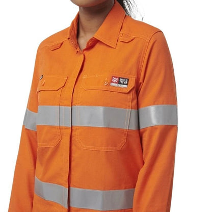 KingGee K84003 Womens Shieldtec Lenzing FR Hivis Open Front Taped Shirt
