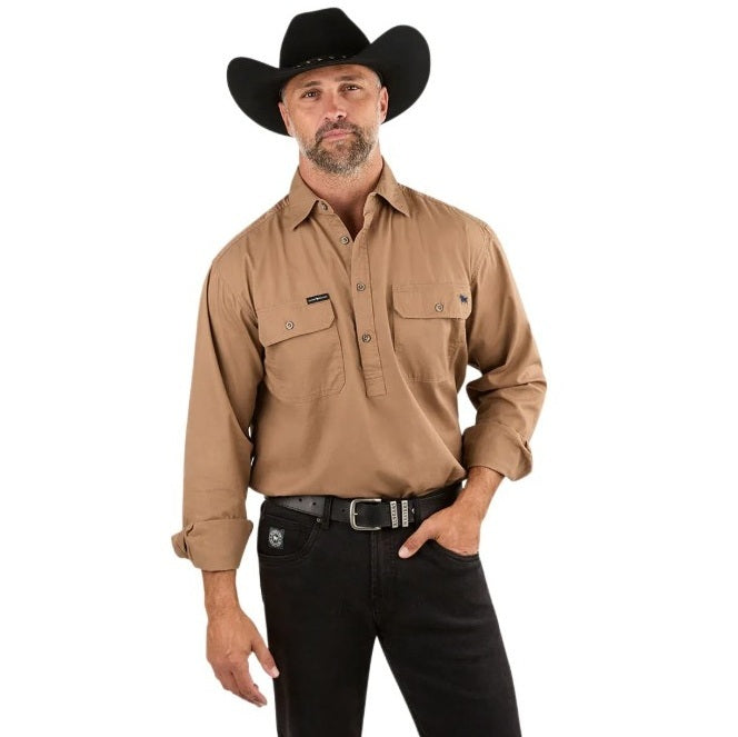 Clay brown Ringers Western 171110002 King River Mens Half Button Work Shirt