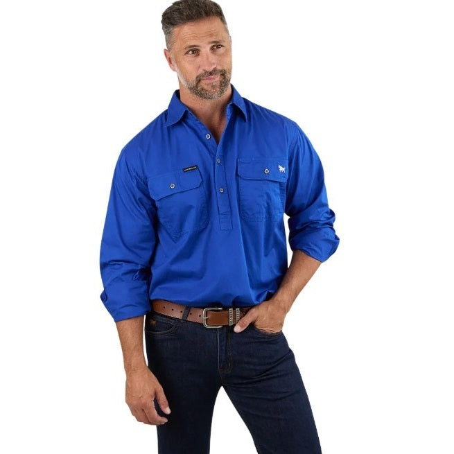 Royal blue Ringers Western 171110002 King River Mens Half Button Work Shirt