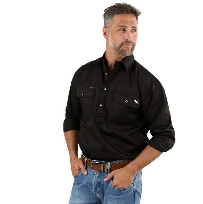 Black Ringers Western 171110002 King River Mens Half Button Work Shirt