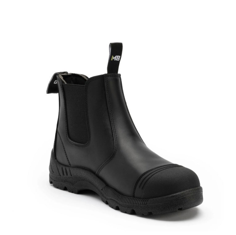 Black Leather Tradie Slip On with Scuff Cap M8 M8SF004 Ledge Safety Elastic Side Boots