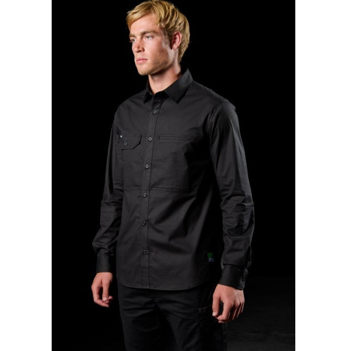 FXD LSH-3 Vented Tech Long Sleeve Shirt - Black - Lifestyle Angled View