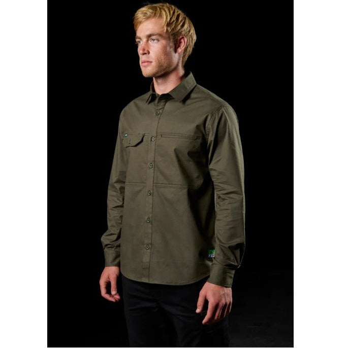 FXD LSH-3 Vented Tech Long Sleeve Shirt - Green - Lifestyle Angled View