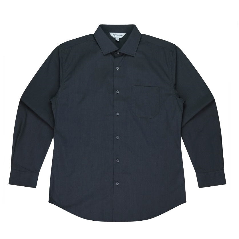 Aussie Pacific N1902L Mens Grange Long Sleeve Shirt - Black - Front View