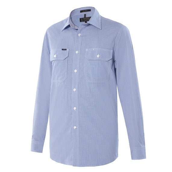 Pilbara RMPC063 Mens Y/D Check Dual Pocket L/S Shirt