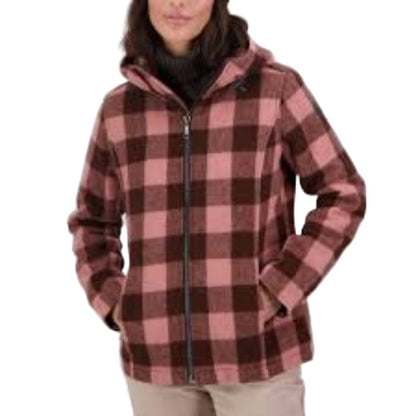 Person wearing a plaid jacket on a white background