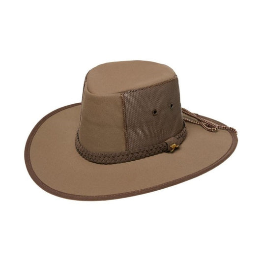 Statesman S6626520 Seabreeze 4 Part Solid Canvas Hat Brown - Side View