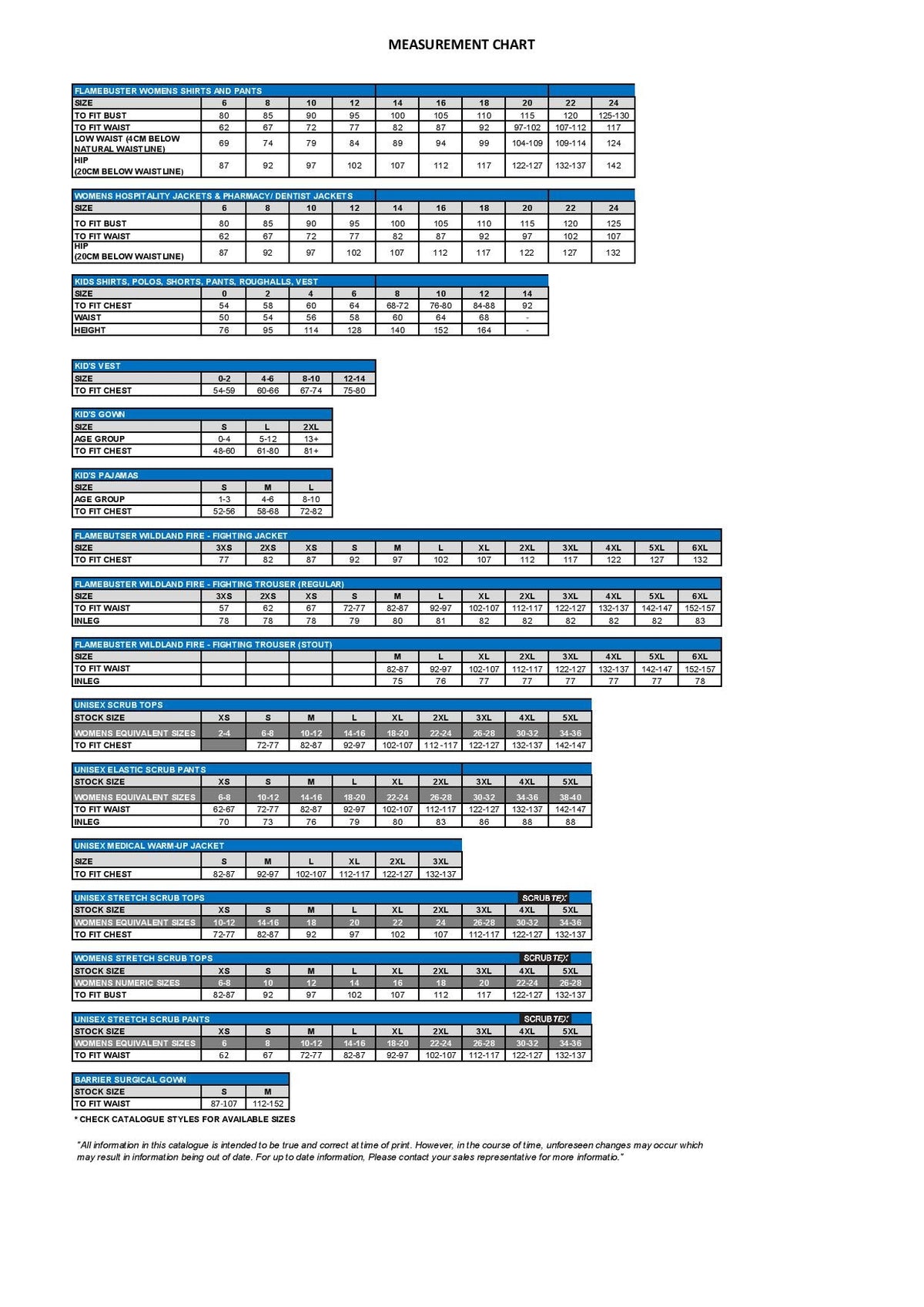 Size Chart