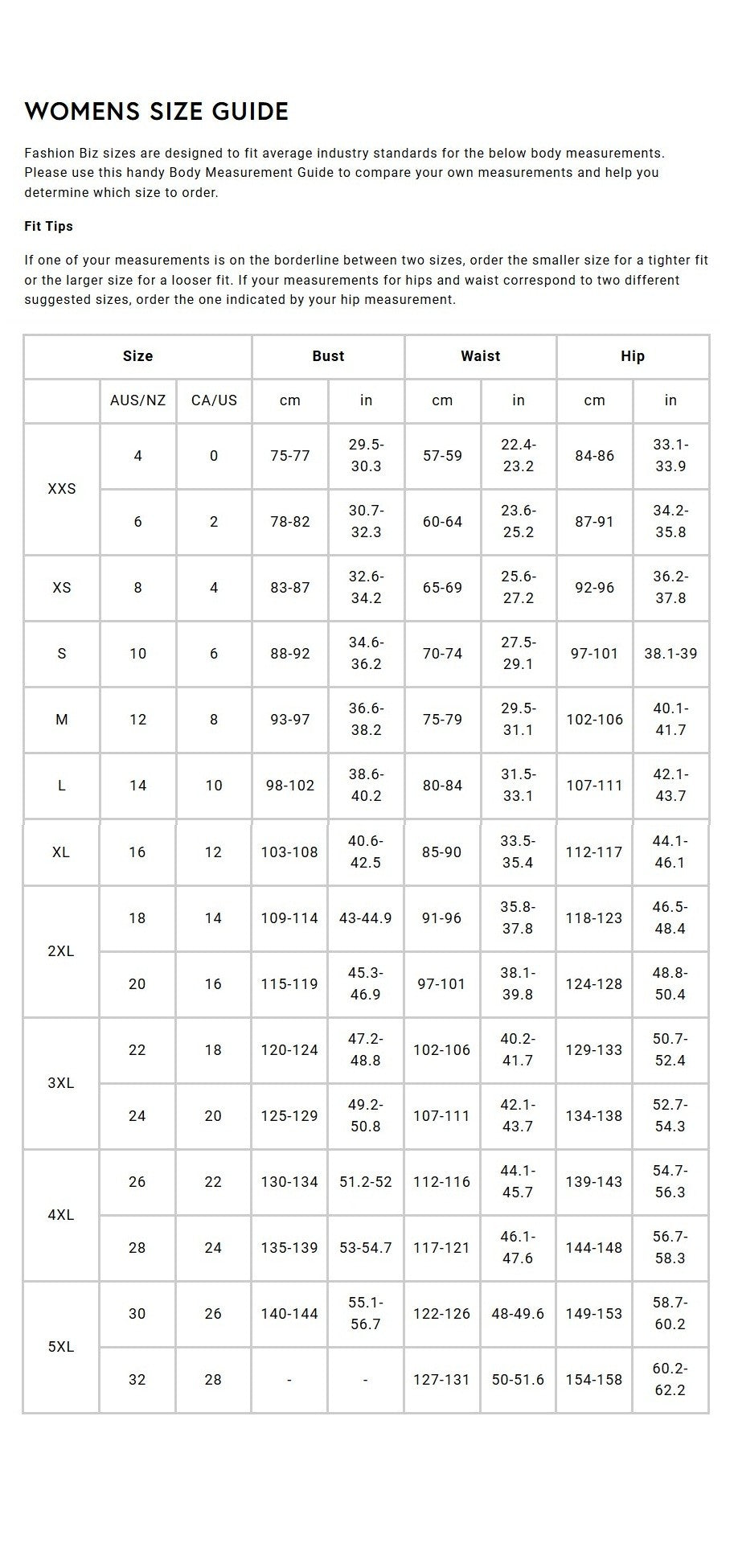 Size Chart