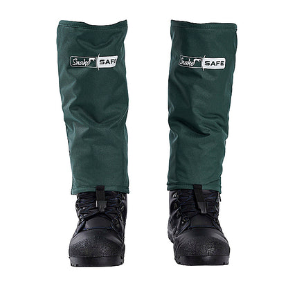 SnakeSafe boot covers with 
coverage from the knee to ankle with lace hooks to secure over boots - front view