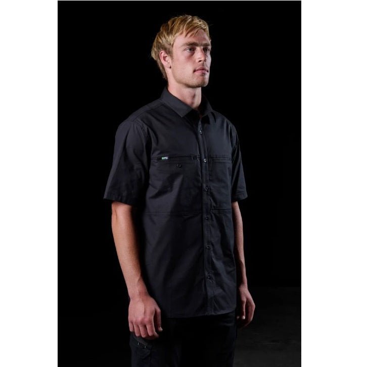 FXD SSH-3 Vented Tech Short Sleeve Shirt - Black - Lifestyle Angled View