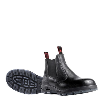 Black leather slip on Redback USBBL Bobcat Elastic Sided Safety Boots