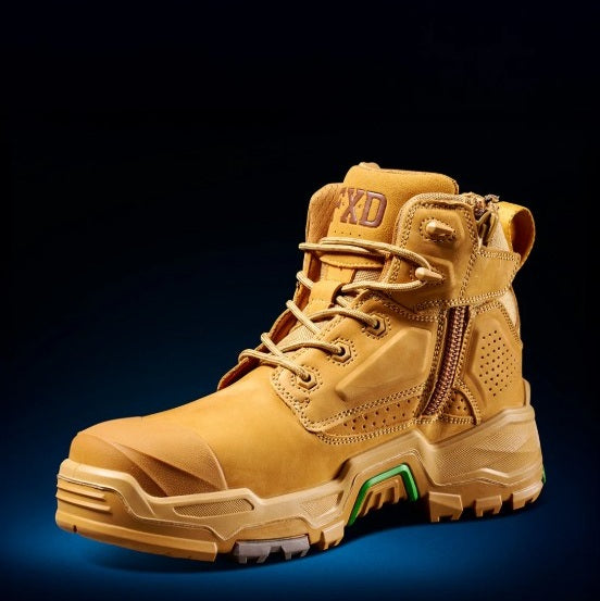 FXD DURA-X2 Puncture Resistance Mid Cut Workboots (Wide Fit EEE) - Wheat - Angled View
