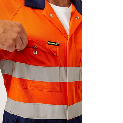 Workcraft WC3063 HiVis Two Tone Cotton Drill Coverall with Industrial Laundry Reflective Tape