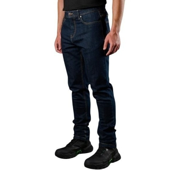 FXD WD-4 Straight Fit Stretch Denim Work Jeans - Dark Blue - Lifestyle Angled View