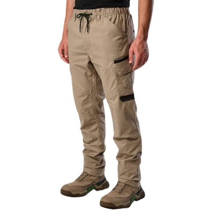 FXD WP-12 Elastic Waist Stretch Ripstop Pant - Khaki - Lifestyle Angled View