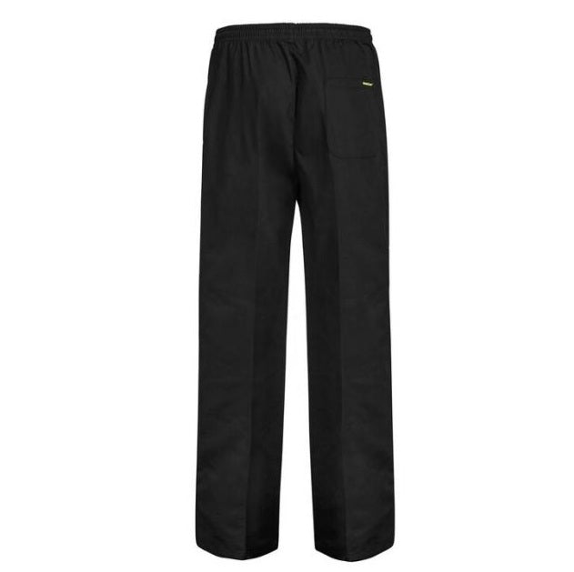 Black pants with a brand logo on a white background