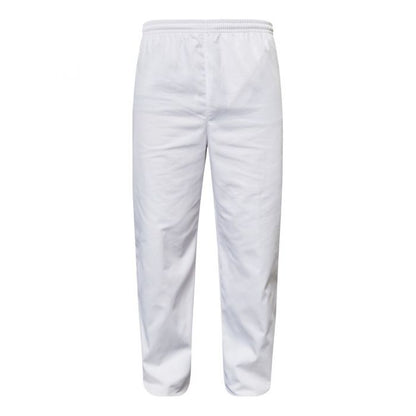 Unisex white elastic drawstring pants for food industry workers
