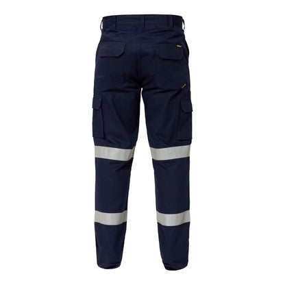 Workcraft WP4015 Reflective Navy Mid-Weight Cargo Cotton Drill Work Trousers - Back