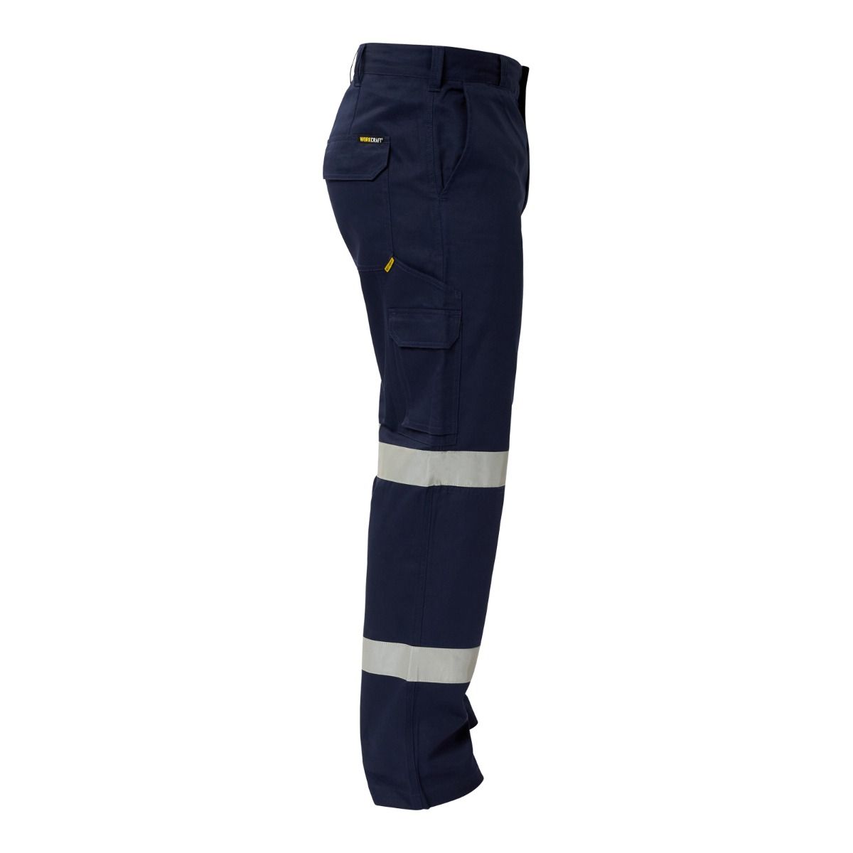 Workcraft WP4015 Reflective Navy Mid-Weight Cargo Cotton Drill Work Trousers - Side