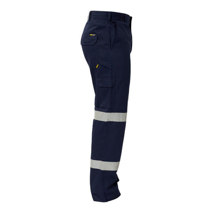 Workcraft WP4015 Reflective Navy Mid-Weight Cargo Cotton Drill Work Trousers - Side
