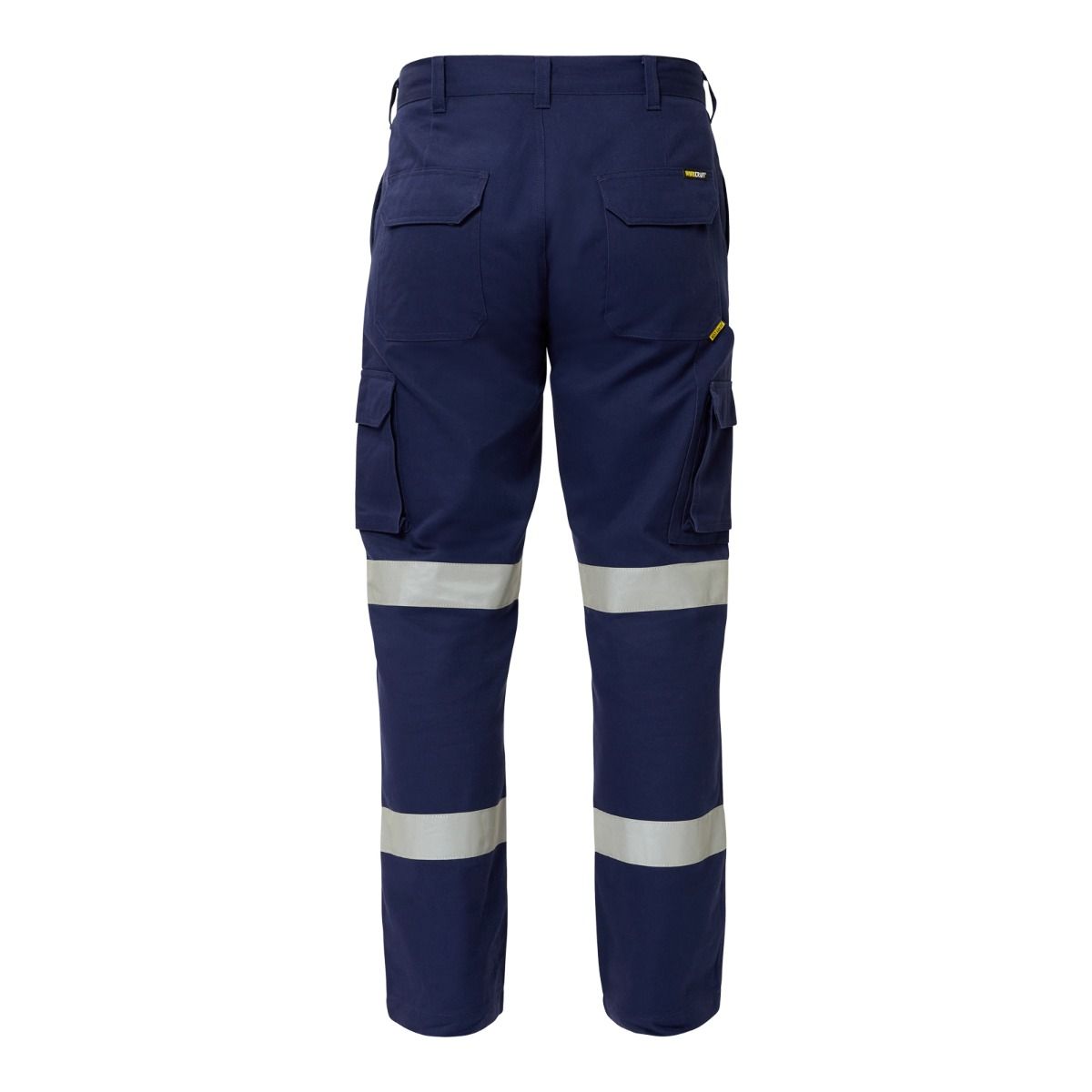 Workcraft WP4017 Reflective Cargo Cotton Drill Trousers Navy Hi-Vis - Back