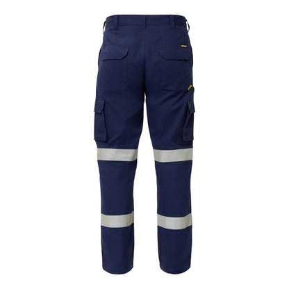Workcraft WP4017 Reflective Cargo Cotton Drill Trousers Navy Hi-Vis - Back