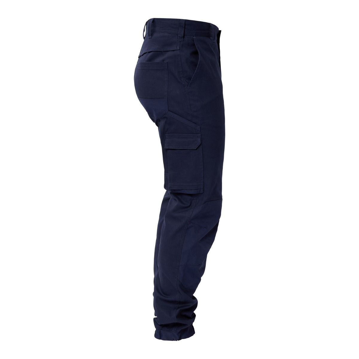 Navy blue cargo pants on a white background