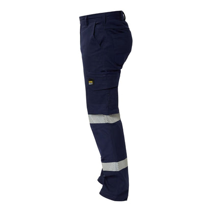 Workcraft WP4019 Stretch Cargo Pants with Segmented Tape - Mens Hi-vis Work Pants - Side view Workcraft Logo