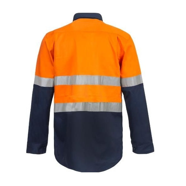ws6033 Workcraft Taped Orange Safety Shirt with Navy - Back