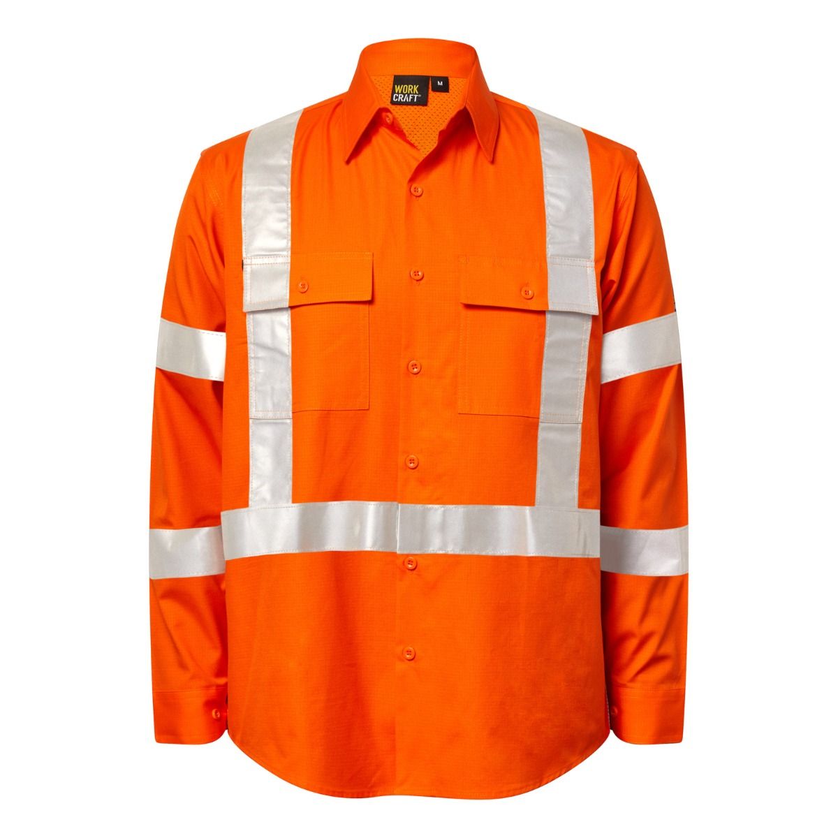 Workcraft WS6035 Ripstop NSW Rail X Back Hi-Vis Orange Shirt - Front