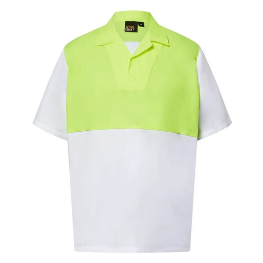 Two-tone green and white polo shirt on a white background