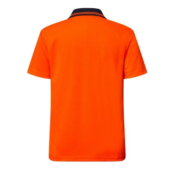 Workcraft WSP208 HiVis Orange Light weight SS Micromesh Polo with Pocket - Back view