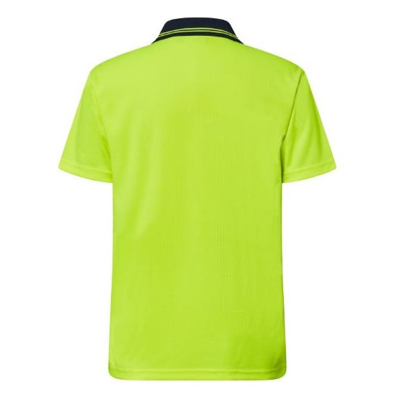 Workcraft WSP208 HiVis Yellow Light weight SS Micromesh Polo with Pocket - Back view
