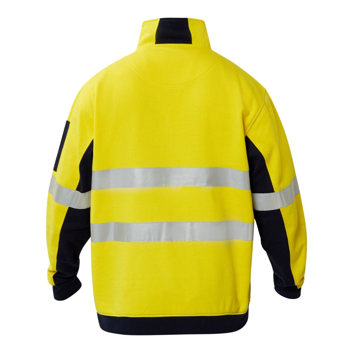 Workcraft WT8018 Yellow HiVis Half Zip Cotton Reflective Pullover - Back view