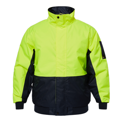 Two-tone yellow and black jacket on a white background