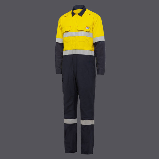 KingGee Y00055 Sheildtec FR Hi Vis Two Tone Coverall With FR Tape